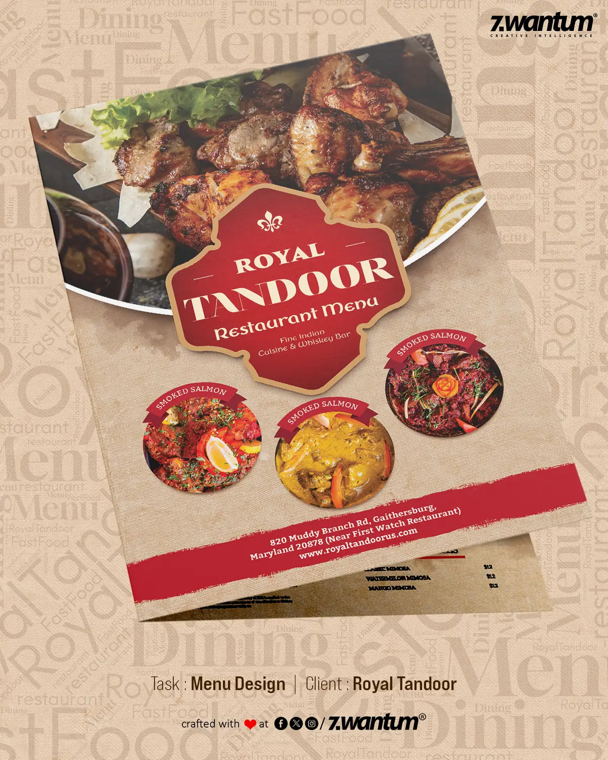 Zwantum Royal Tandoor Menu Design