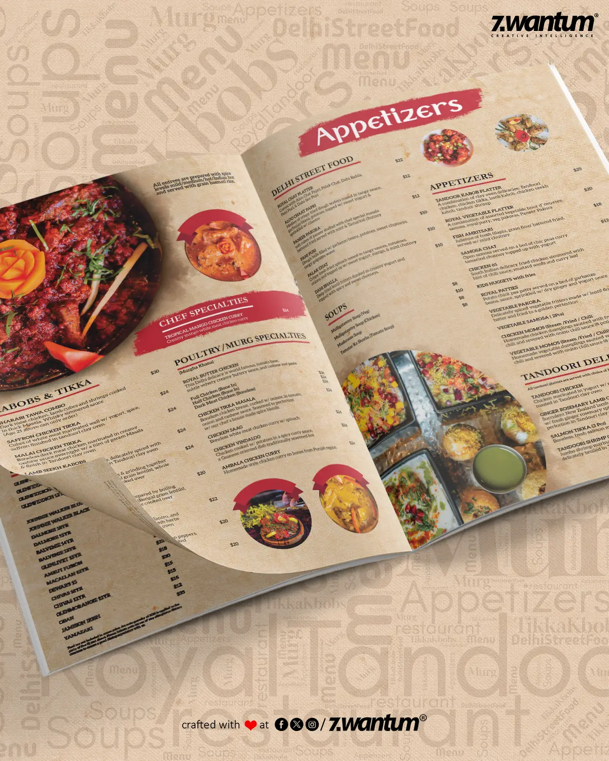 Zwantum Royal Tandoor Menu Design