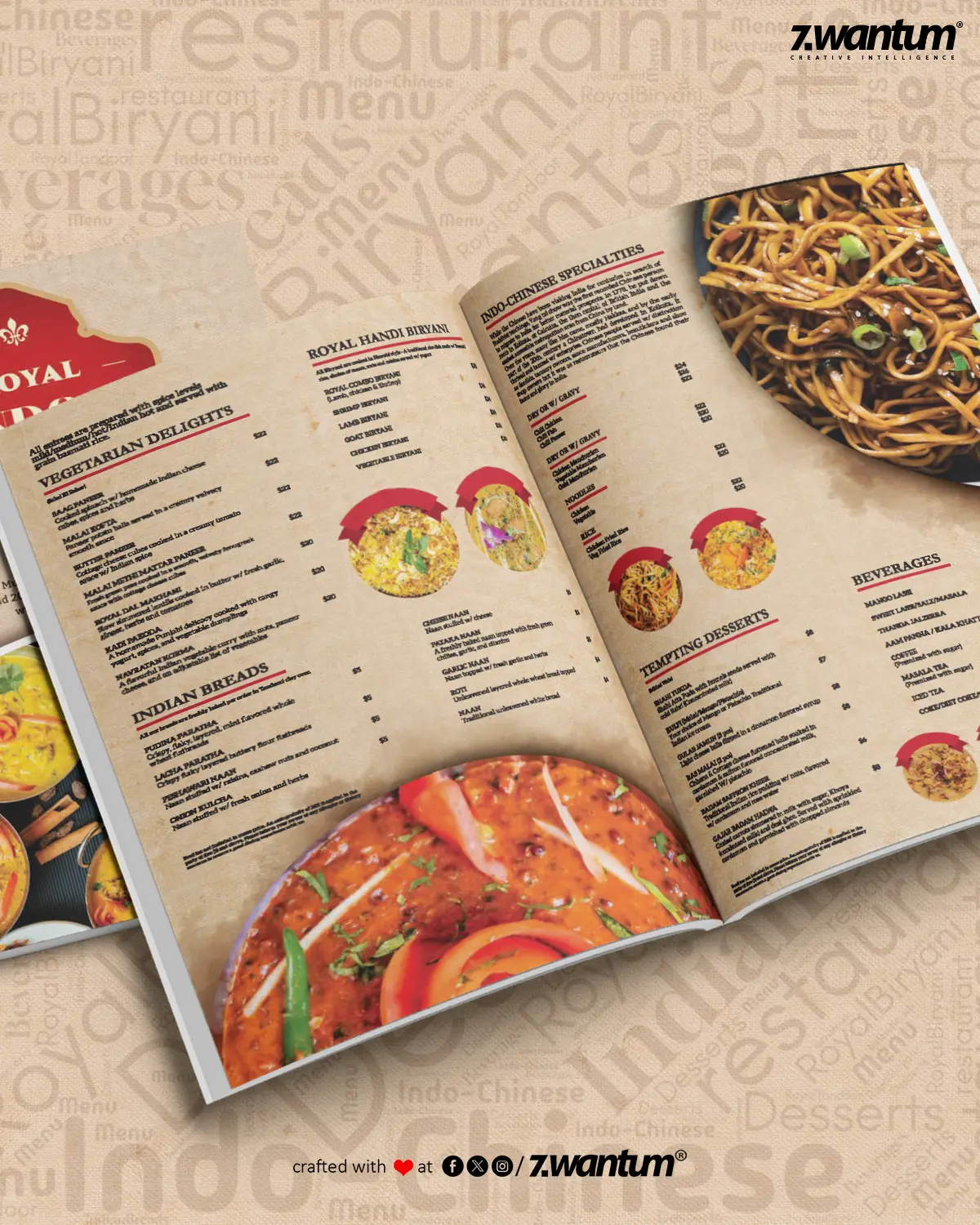 Zwantum Royal Tandoor Menu Design